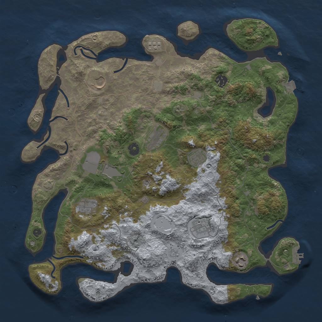 Rust Map: Procedural Map, Size: 4000, Seed: 132132, 16 Monuments