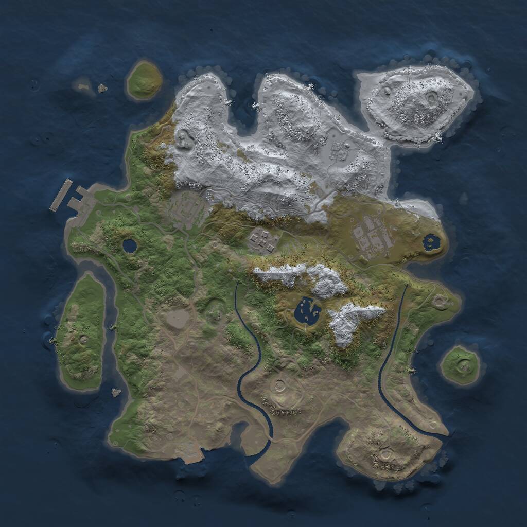 Rust Map: Procedural Map, Size: 3000, Seed: 1365784973, 8 Monuments