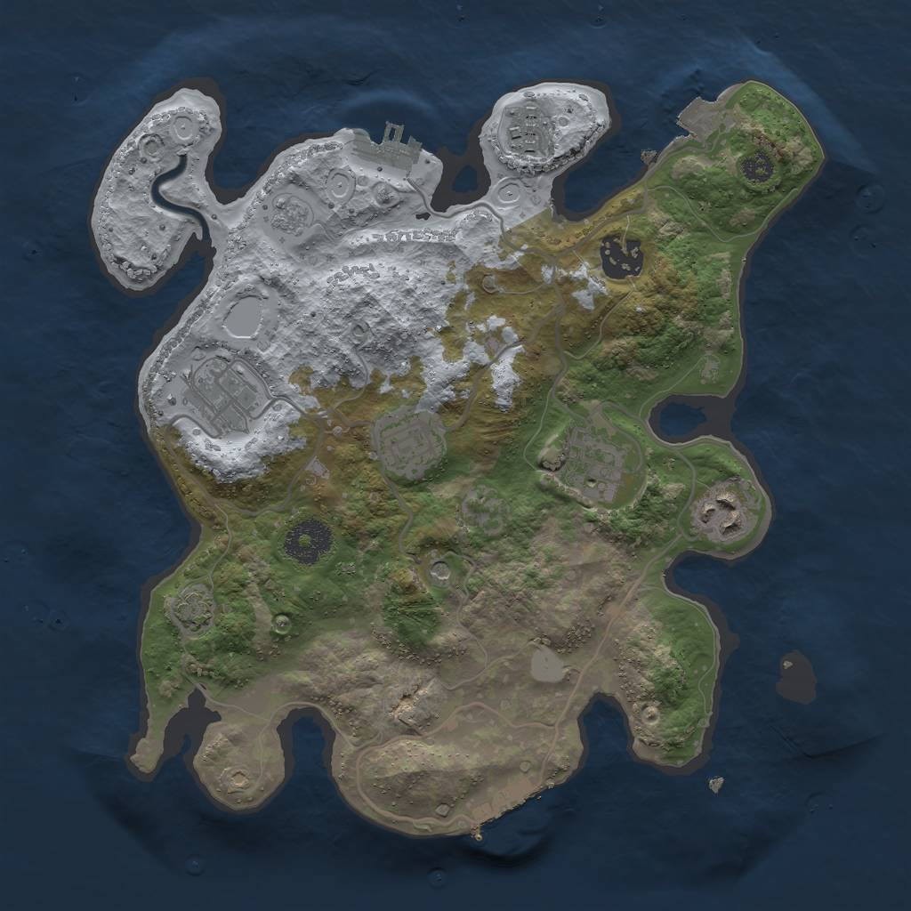 Rust Map: Procedural Map, Size: 3000, Seed: 3772, 14 Monuments