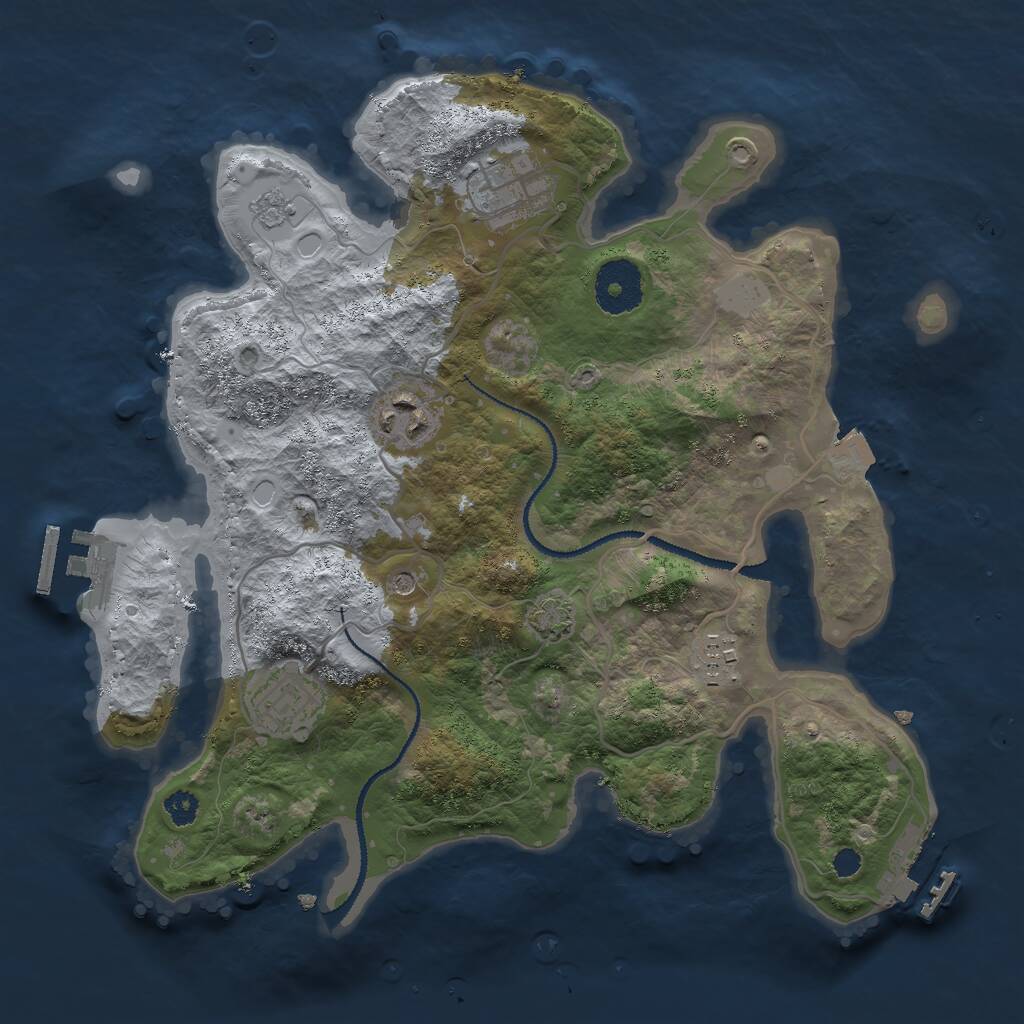 Rust Map: Procedural Map, Size: 3000, Seed: 21499, 10 Monuments