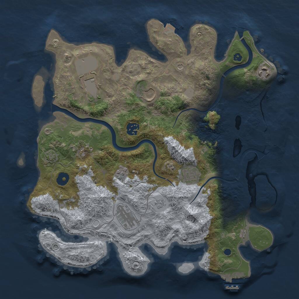 Rust Map: Procedural Map, Size: 3500, Seed: 11111111, 14 Monuments