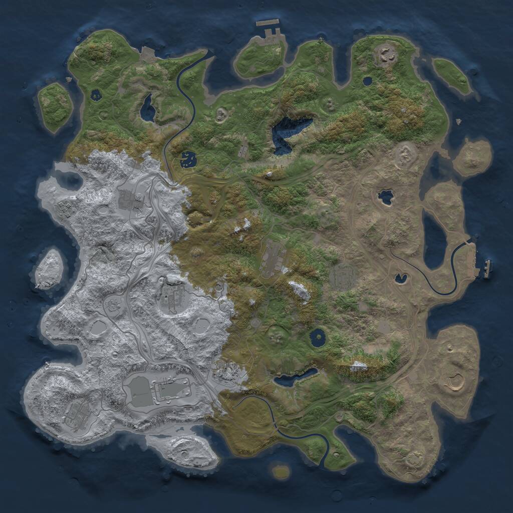 Rust Map: Procedural Map, Size: 4500, Seed: 1833687683, 17 Monuments
