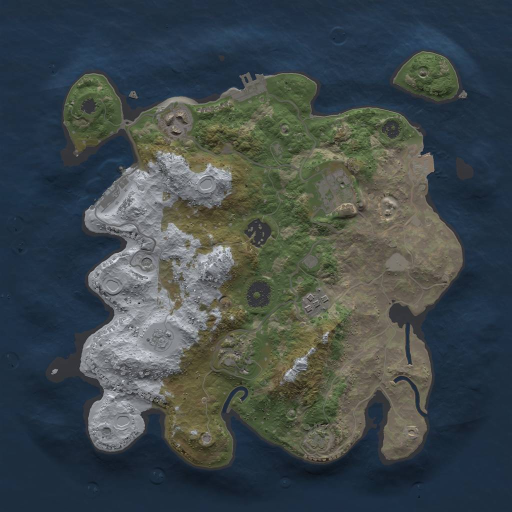 Rust Map: Procedural Map, Size: 3000, Seed: 53619821, 13 Monuments