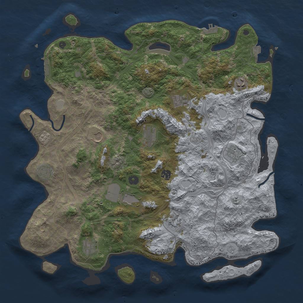 Rust Map: Procedural Map, Size: 4500, Seed: 1248742273, 19 Monuments