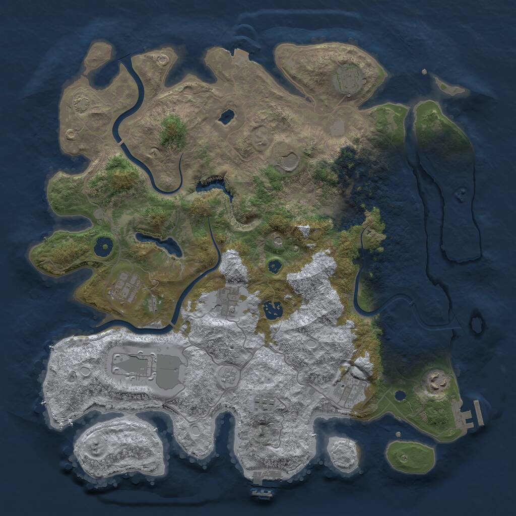 Rust Map: Procedural Map, Size: 4000, Seed: 1719964707, 15 Monuments