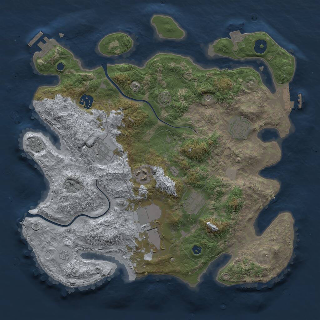 Rust Map: Procedural Map, Size: 3500, Seed: 1092020176, 13 Monuments