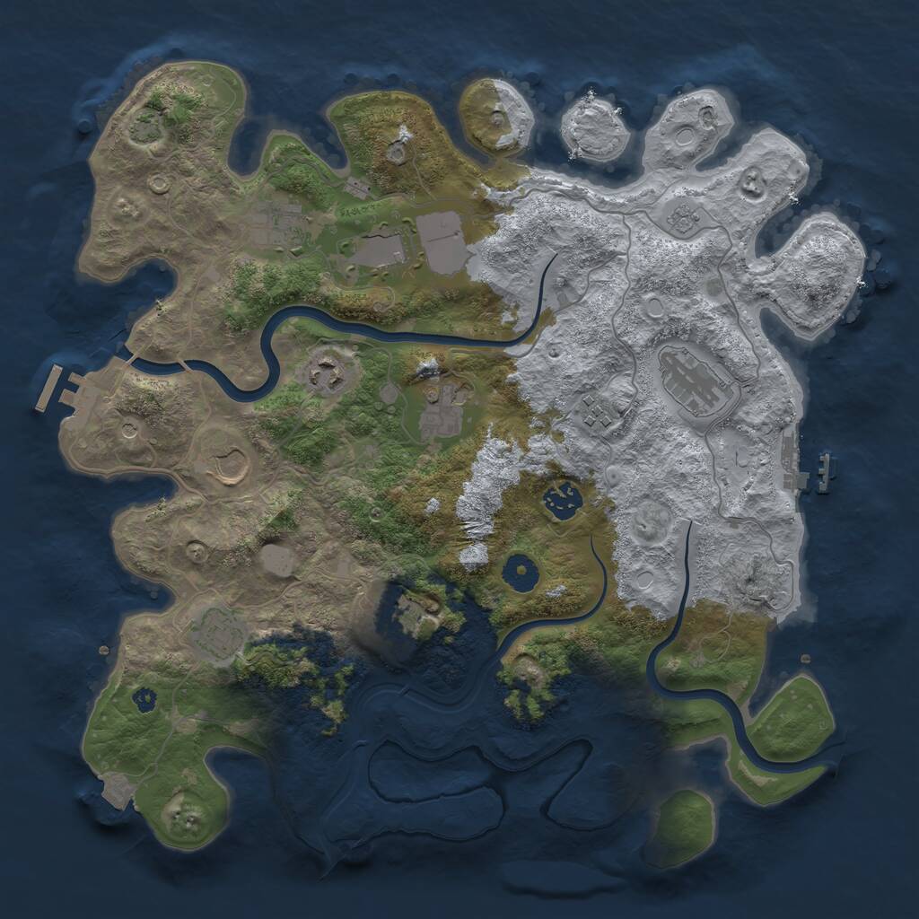 Rust Map: Procedural Map, Size: 3800, Seed: 141950299, 16 Monuments