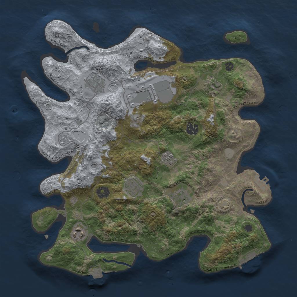 Rust Map: Procedural Map, Size: 3500, Seed: 407945471, 16 Monuments