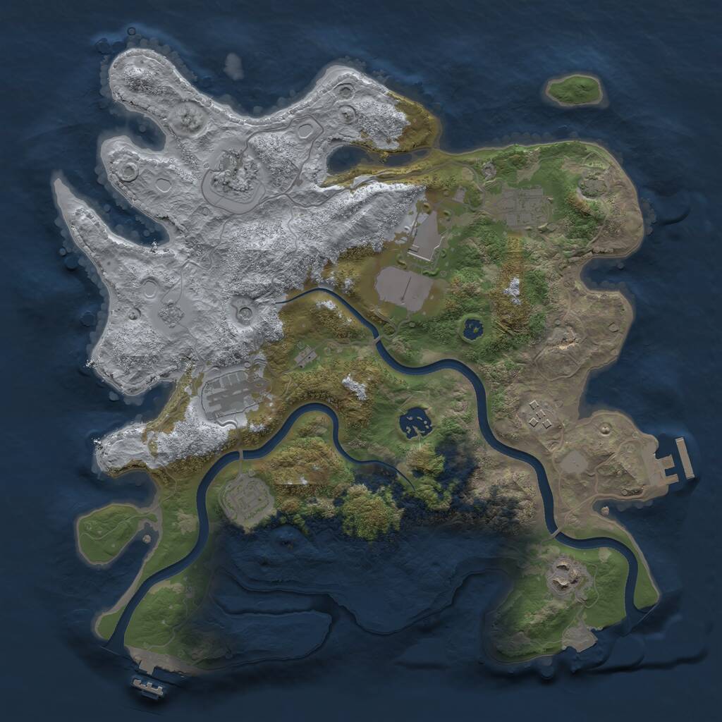 Rust Map: Procedural Map, Size: 3500, Seed: 407945471, 14 Monuments