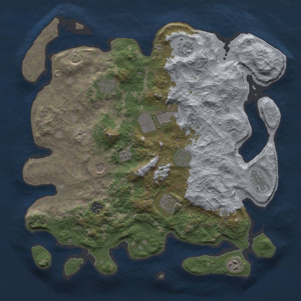 Rust Map: Barren, Size: 4000, Seed: 1071919110, 14 Monuments