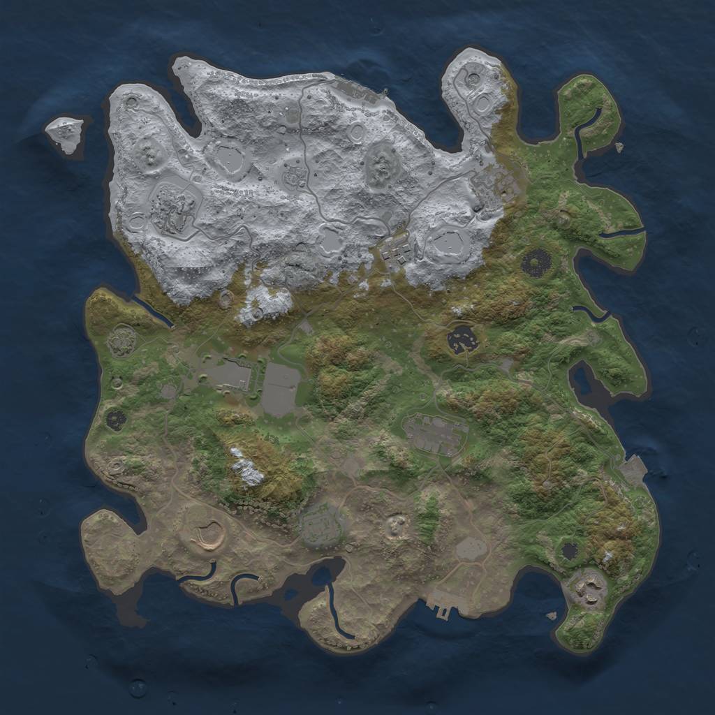 Rust Map: Procedural Map, Size: 3700, Seed: 47032355, 17 Monuments