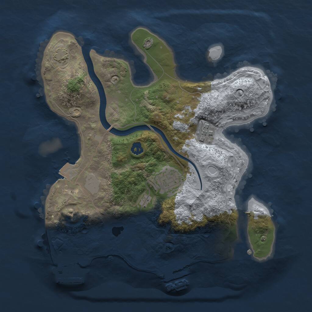 Rust Map: Procedural Map, Size: 2500, Seed: 1081018872, 6 Monuments