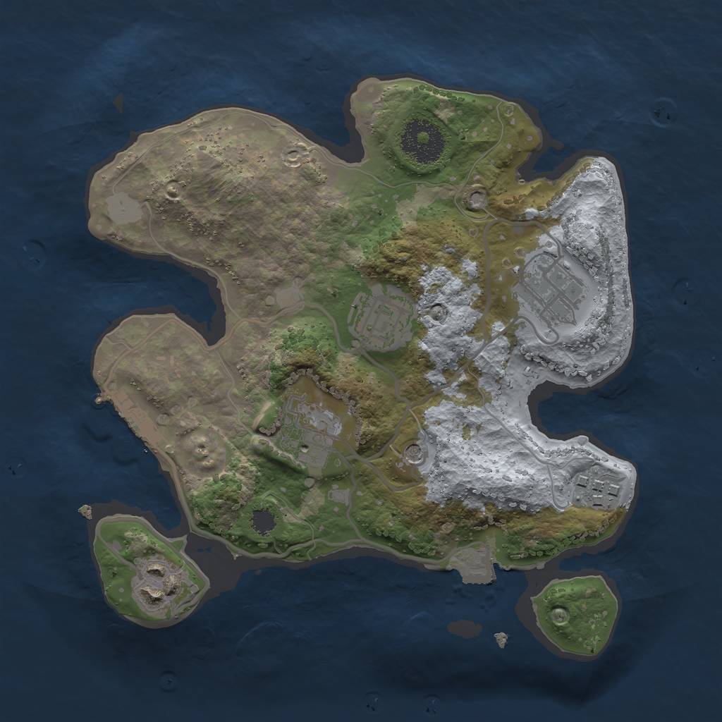 Rust Map: Procedural Map, Size: 2500, Seed: 1593134035, 10 Monuments