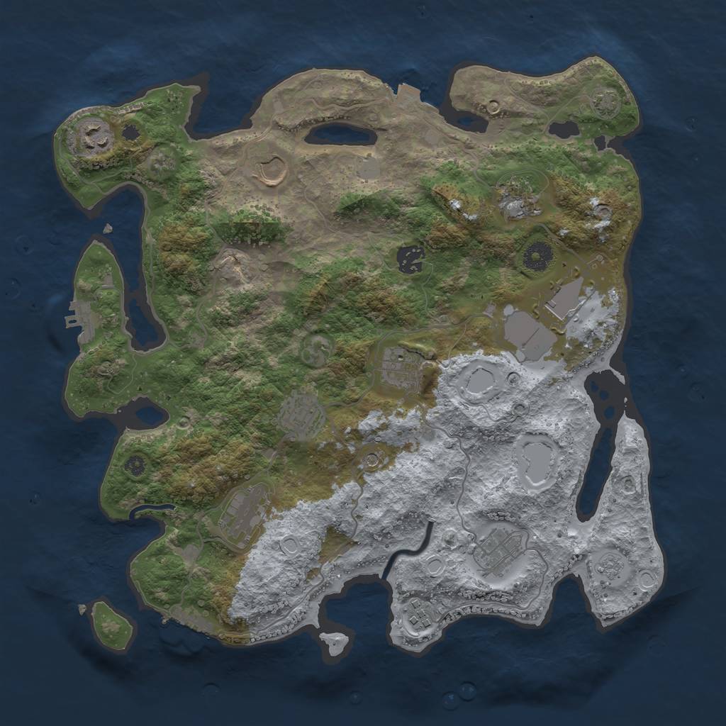 Rust Map: Procedural Map, Size: 3700, Seed: 251020255, 18 Monuments