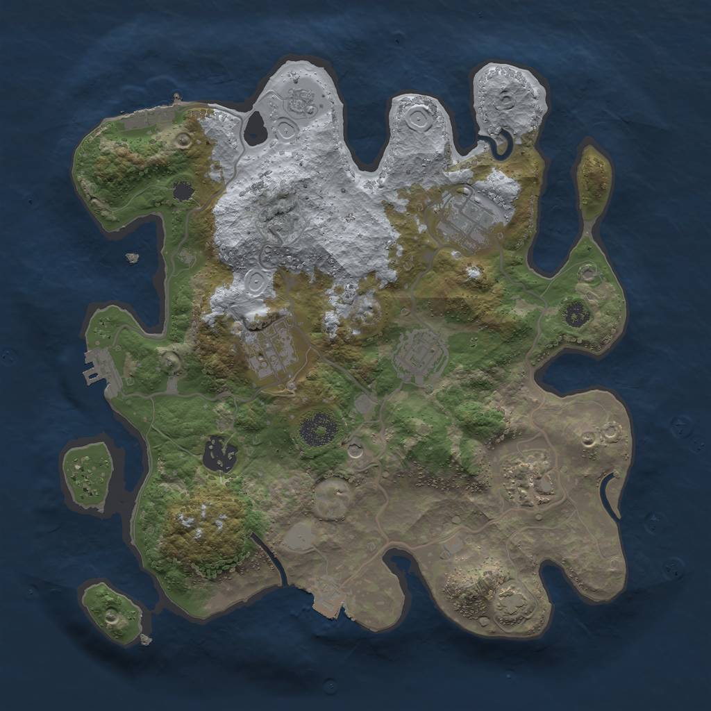 Rust Map: Procedural Map, Size: 3000, Seed: 20975, 13 Monuments