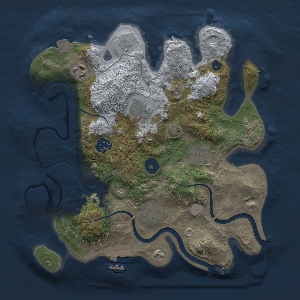 Rust Map: Procedural Map, Size: 3000, Seed: 20975, 11 Monuments