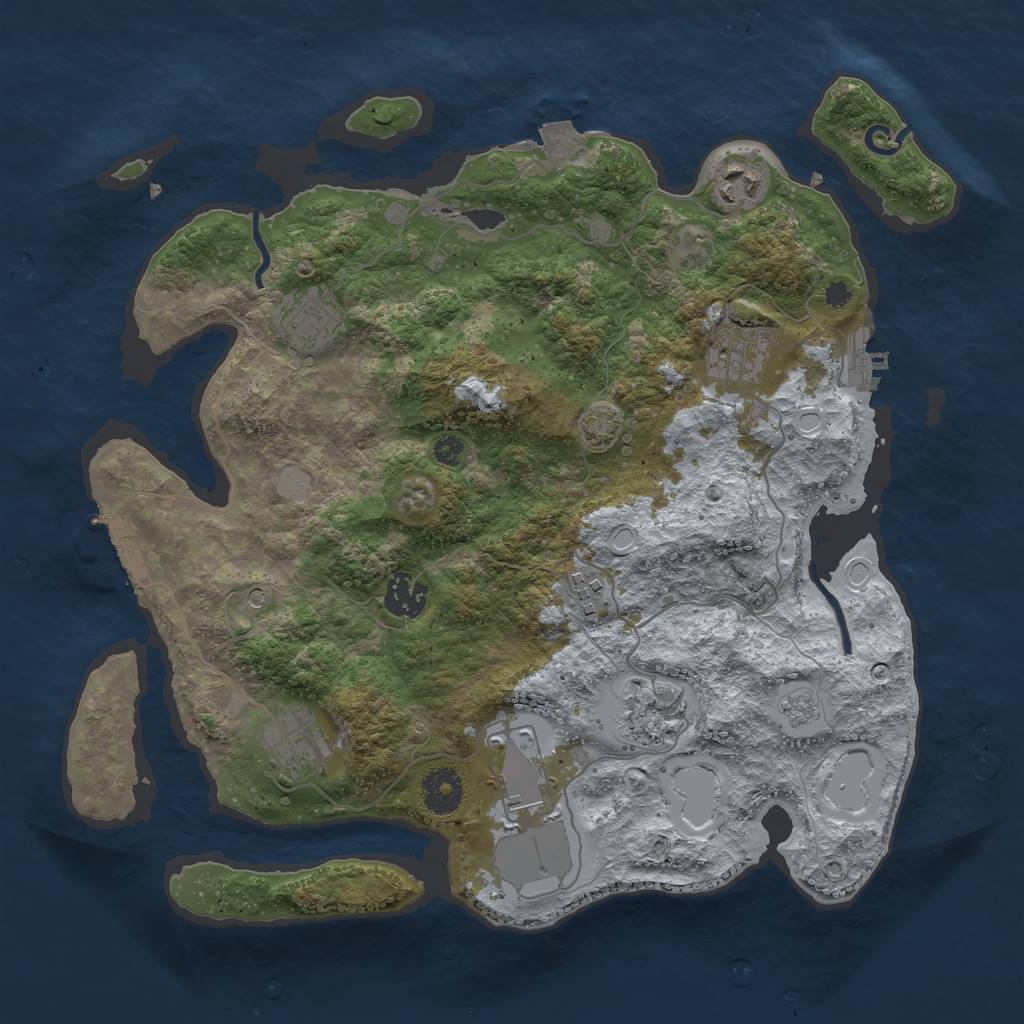 Rust Map: Procedural Map, Size: 3500, Seed: 78577, 16 Monuments