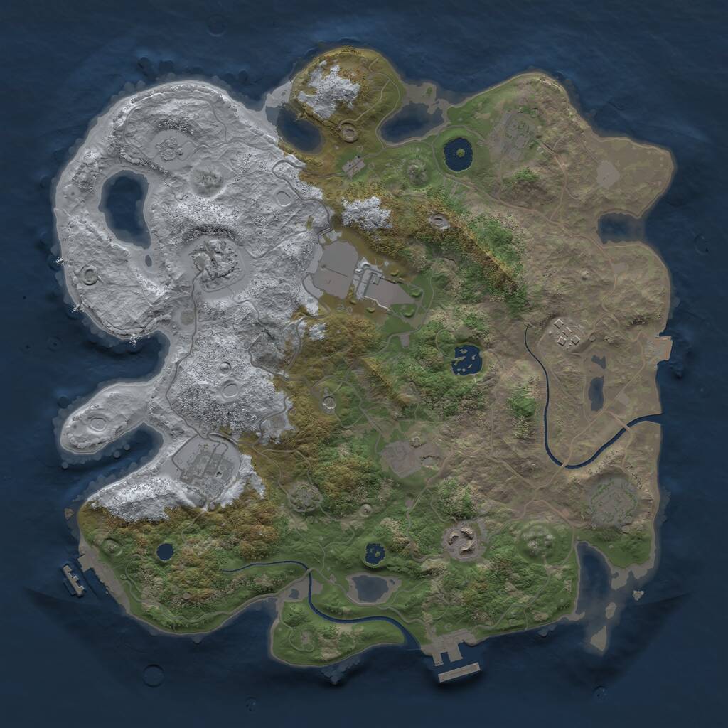 Rust Map: Procedural Map, Size: 3500, Seed: 28386, 15 Monuments