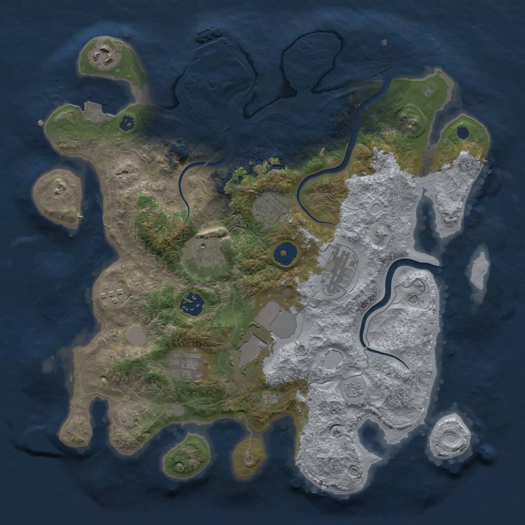 Rust Map: Procedural Map, Size: 3500, Seed: 8243200, 13 Monuments