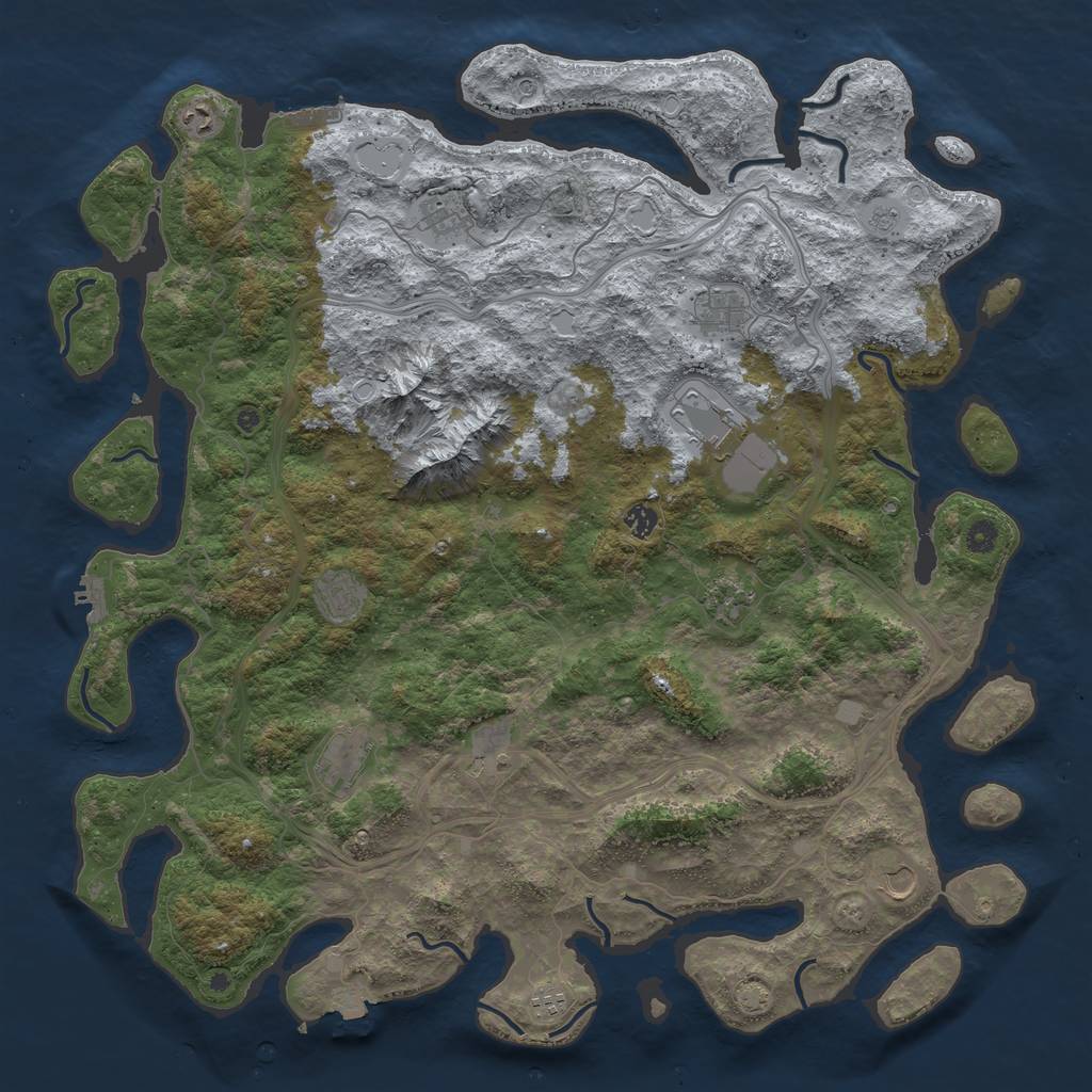 Rust Map: Procedural Map, Size: 5000, Seed: 1360294256, 19 Monuments