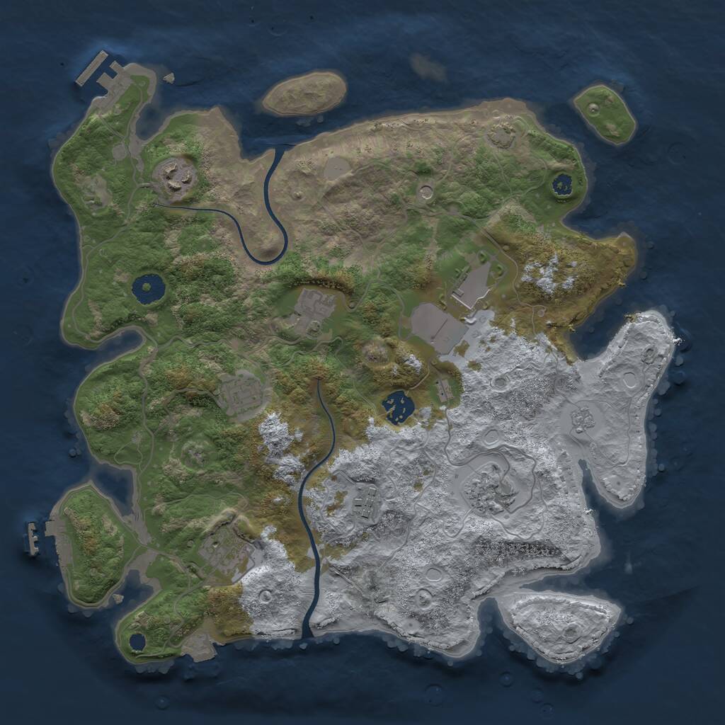 Rust Map: Procedural Map, Size: 3500, Seed: 723754440, 14 Monuments