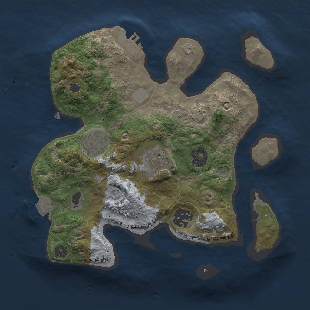 Rust Map: Procedural Map, Size: 2500, Seed: 10419871, 9 Monuments
