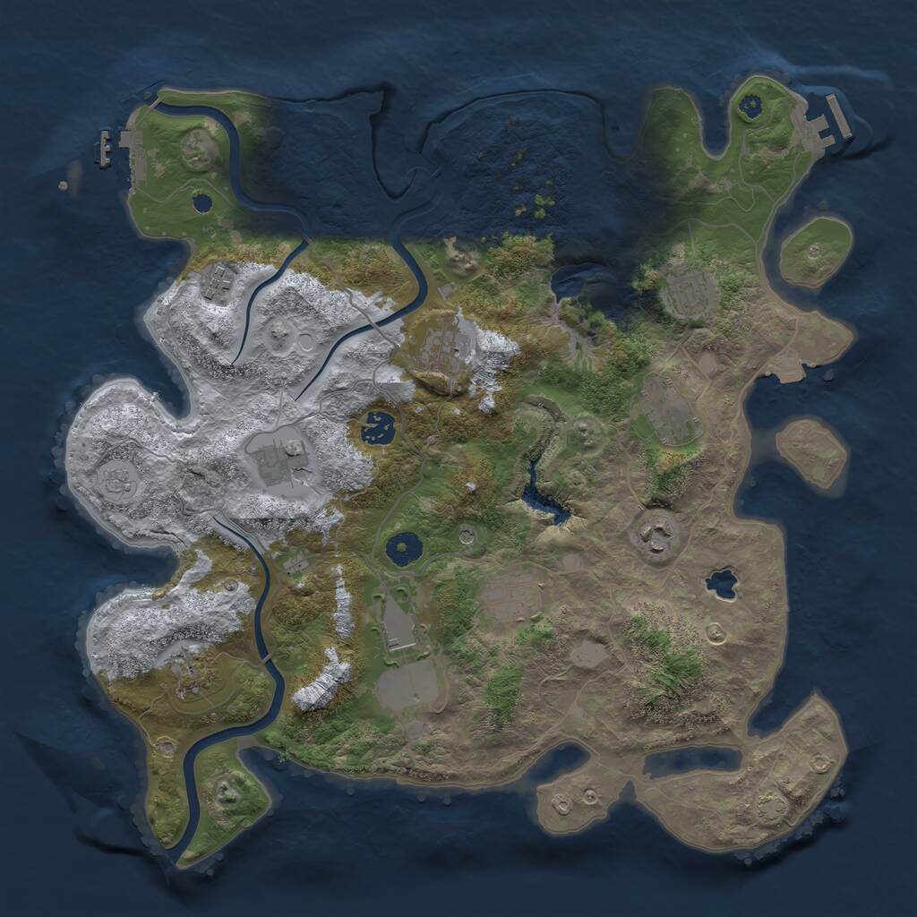 Rust Map: Procedural Map, Size: 4000, Seed: 843463188, 16 Monuments