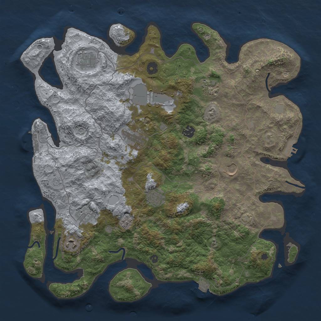 Rust Map: Procedural Map, Size: 4000, Seed: 1193731094, 18 Monuments