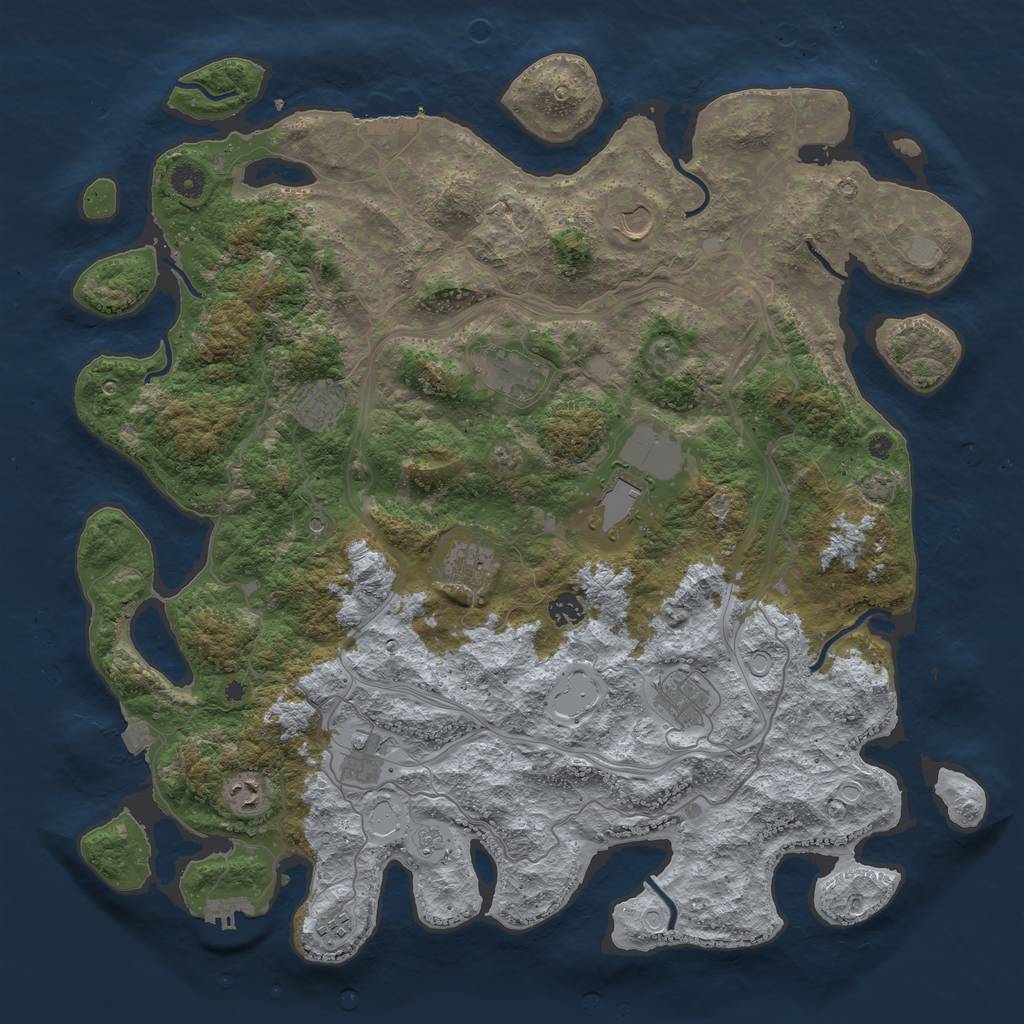 Rust Map: Procedural Map, Size: 4500, Seed: 2064162411, 18 Monuments