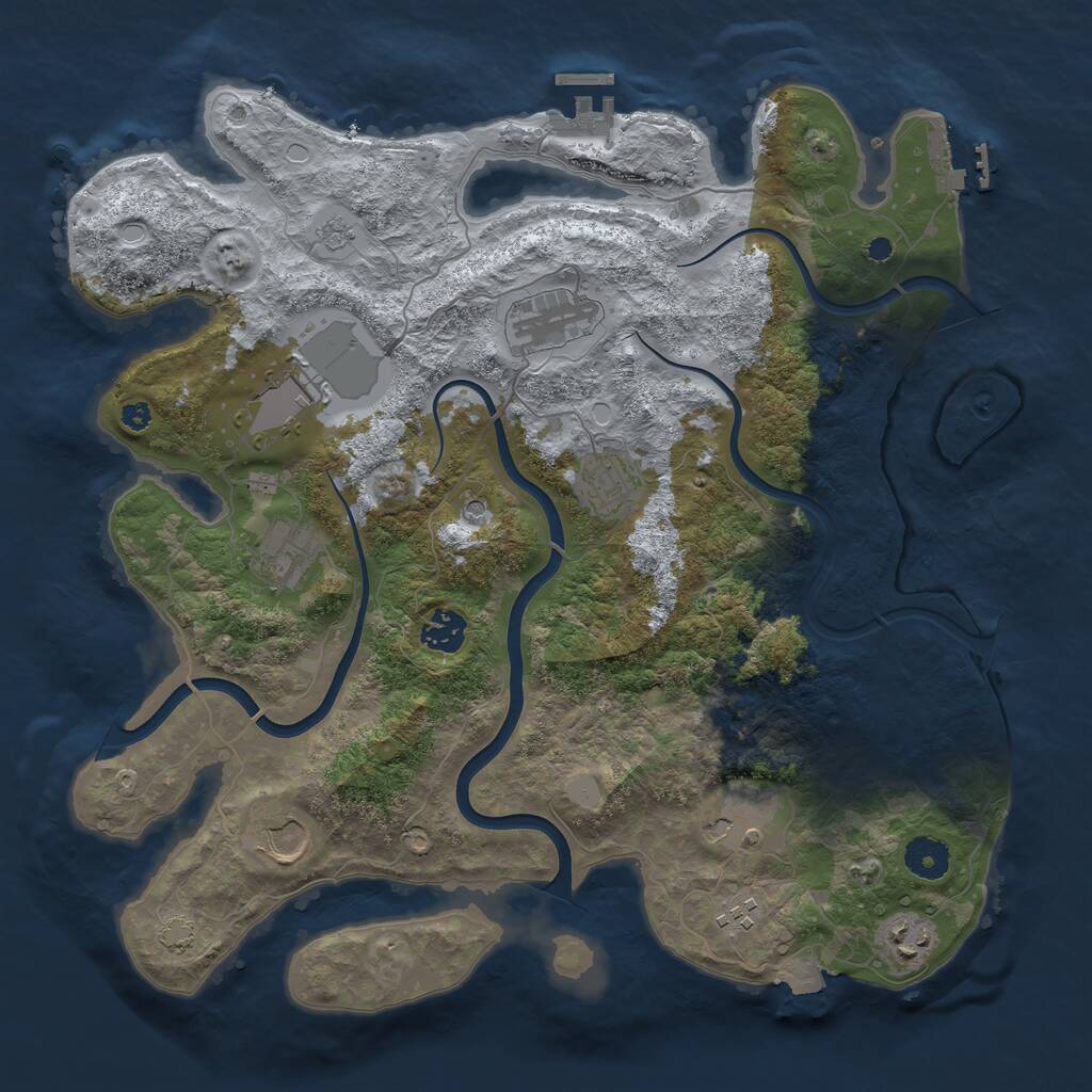 Rust Map: Procedural Map, Size: 3750, Seed: 834305836, 15 Monuments