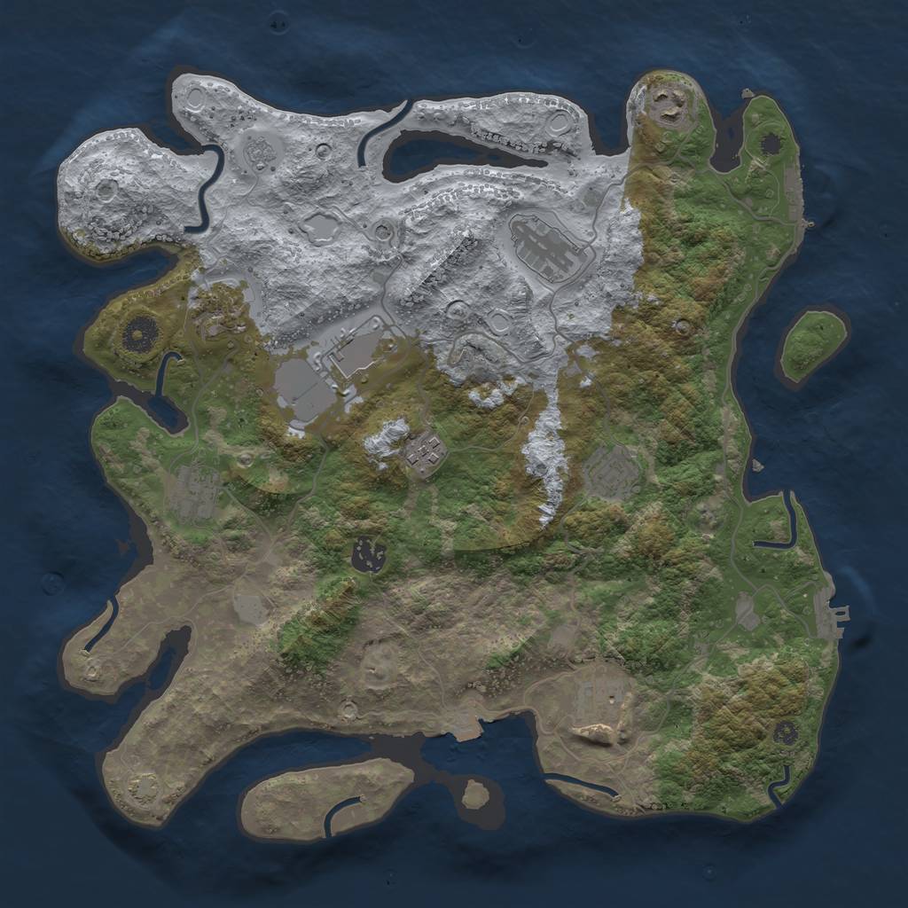 Rust Map: Procedural Map, Size: 3750, Seed: 834305836, 17 Monuments