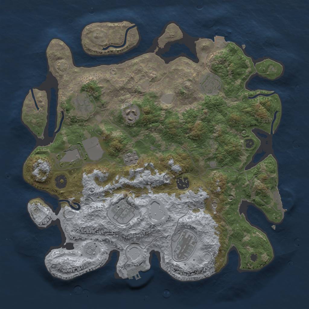 Rust Map: Procedural Map, Size: 3500, Seed: 514424982, 16 Monuments