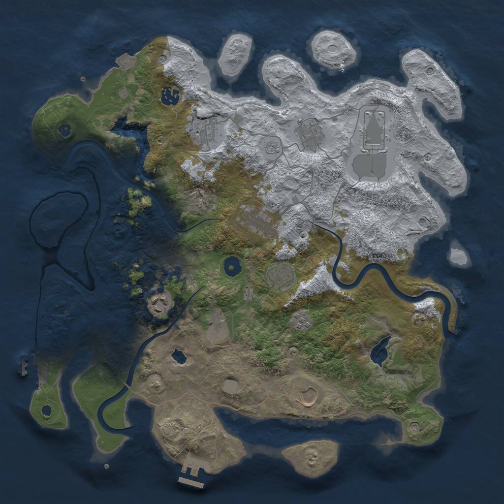 Rust Map: Procedural Map, Size: 4000, Seed: 3072023, 16 Monuments