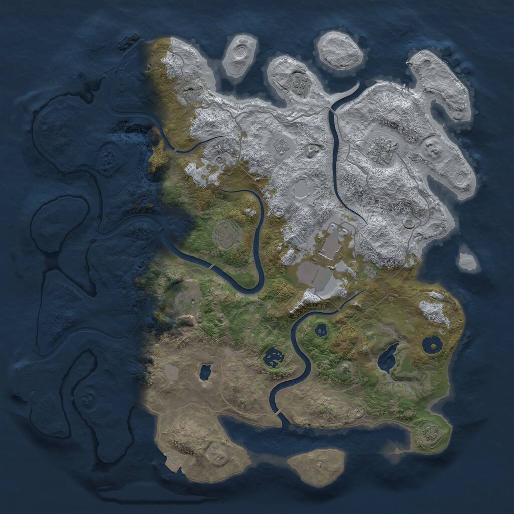 Rust Map: Procedural Map, Size: 4000, Seed: 3072023, 12 Monuments
