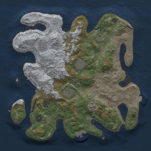 Thumbnail Rust Map: Procedural Map, Size: 3300, Seed: 159237, 15 Monuments