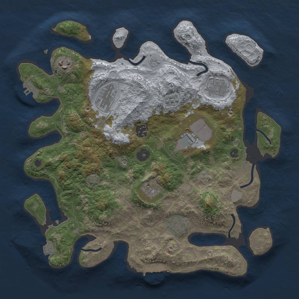 Rust Map: Procedural Map, Size: 3500, Seed: 1770151385, 16 Monuments