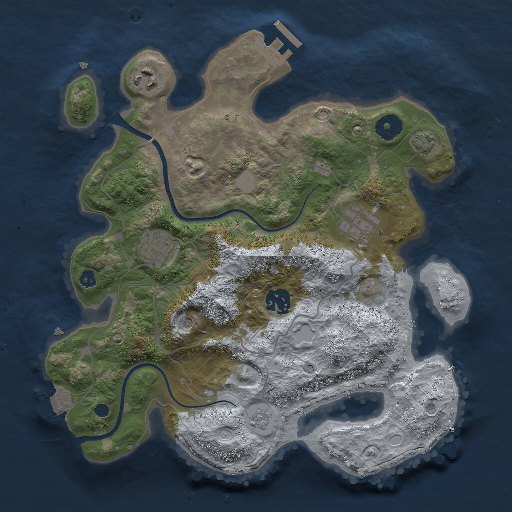 Rust Map: Procedural Map, Size: 3000, Seed: 1125804569, 9 Monuments