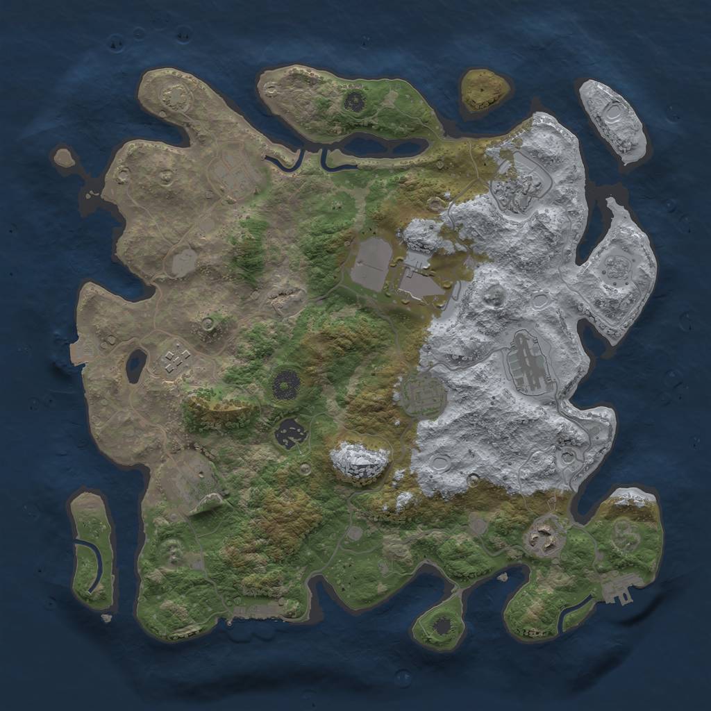 Rust Map: Procedural Map, Size: 3655, Seed: 32435, 17 Monuments