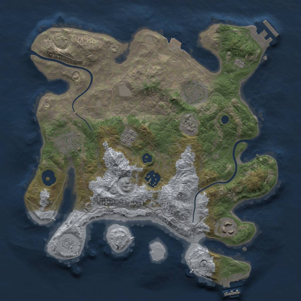 Rust Map: Procedural Map, Size: 3000, Seed: 1666408808, 10 Monuments