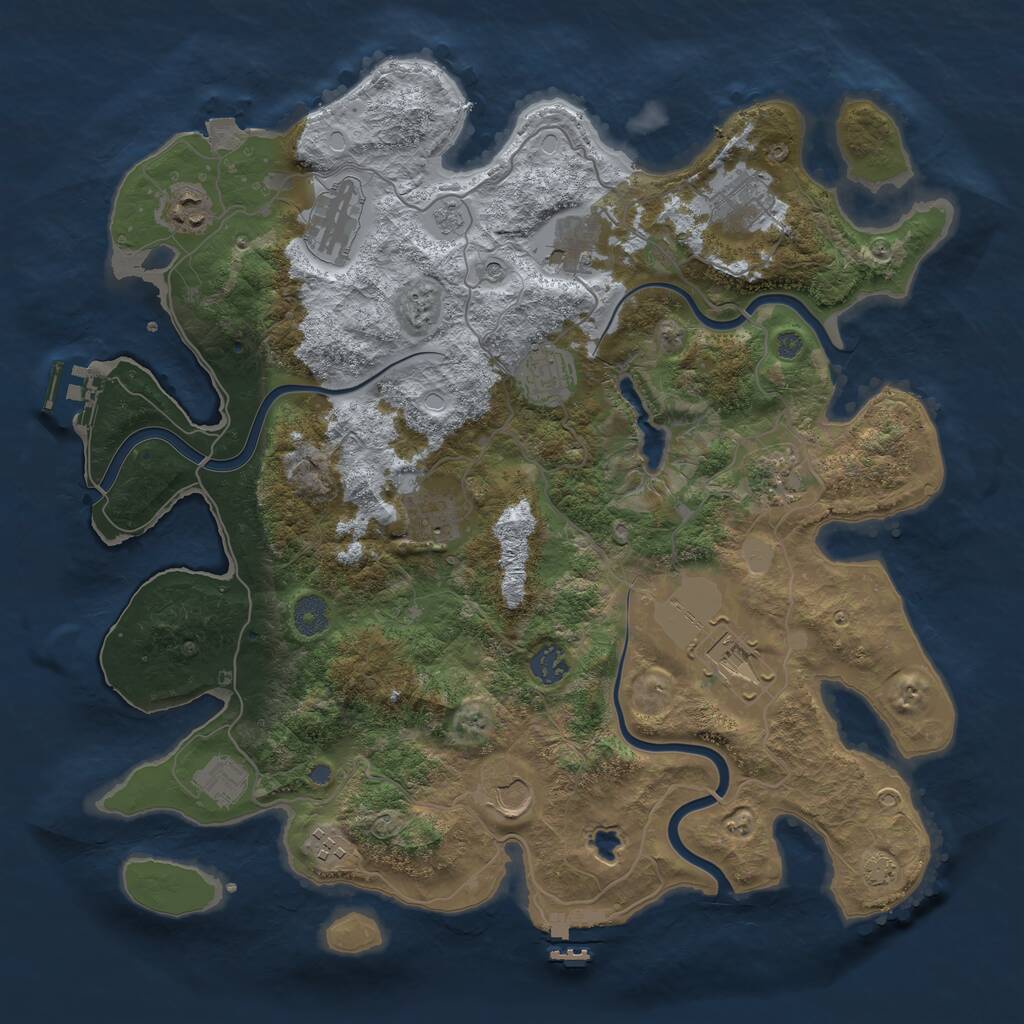Rust Map: Procedural Map, Size: 4000, Seed: 670503345, 19 Monuments