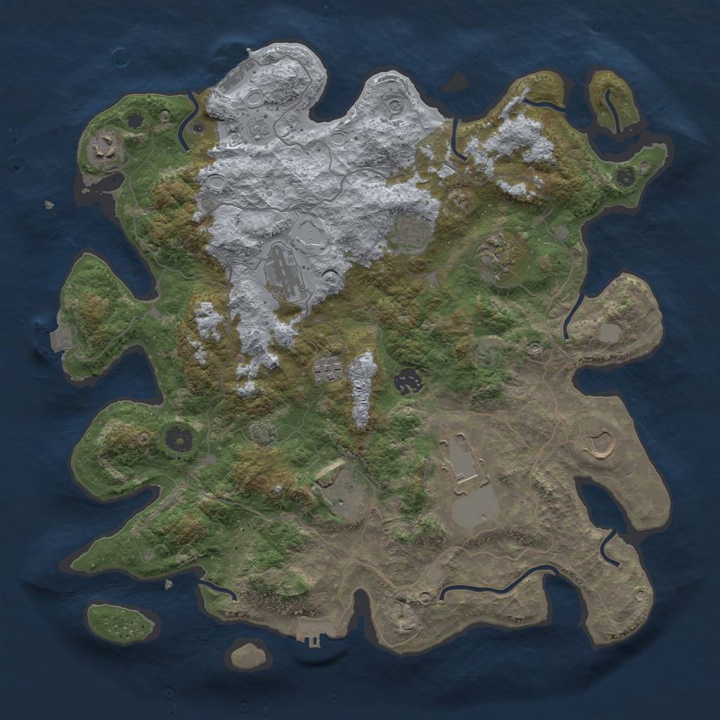 Rust Map: Procedural Map, Size: 4000, Seed: 670503345, 17 Monuments