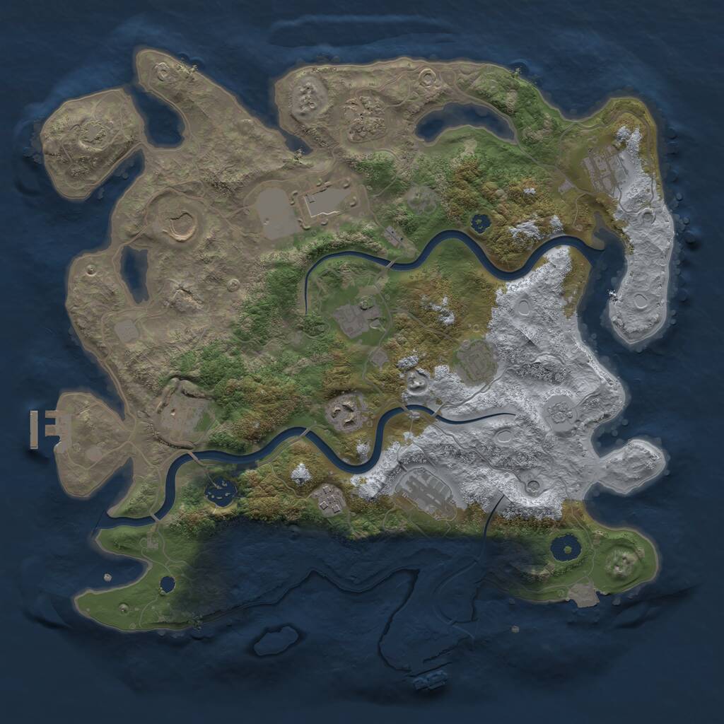 Rust Map: Procedural Map, Size: 3800, Seed: 655721273, 17 Monuments