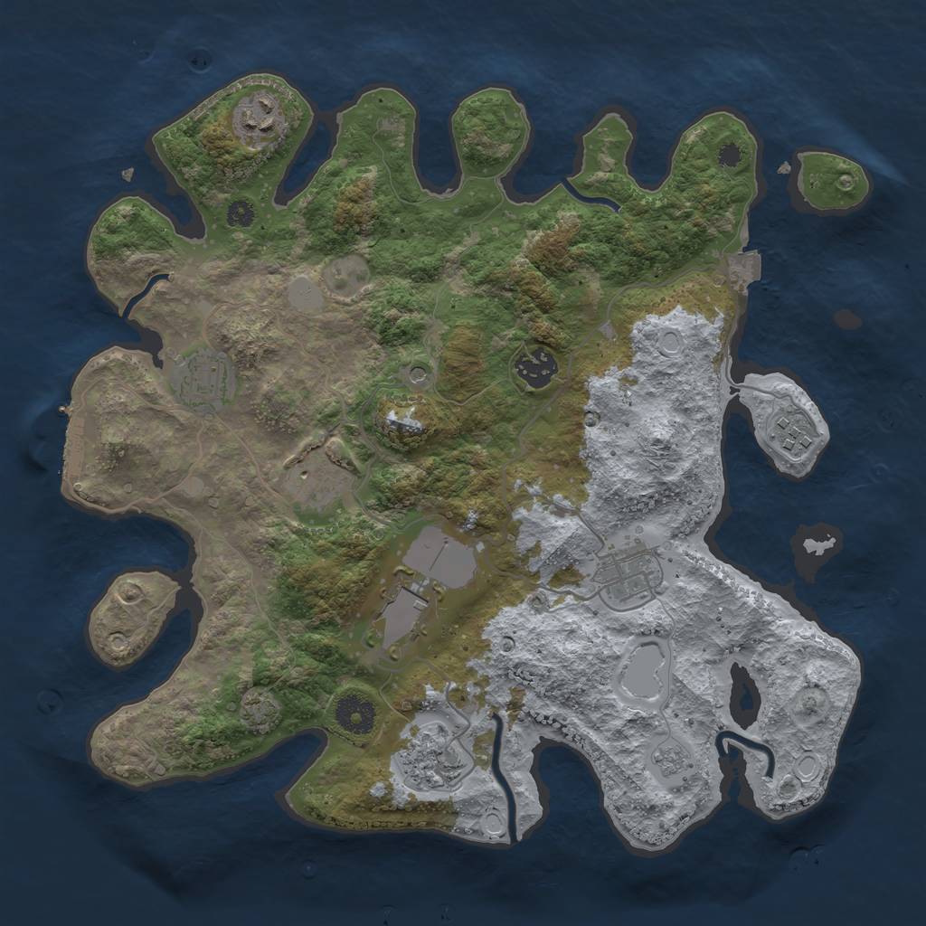 Rust Map: Procedural Map, Size: 3500, Seed: 597312150, 15 Monuments