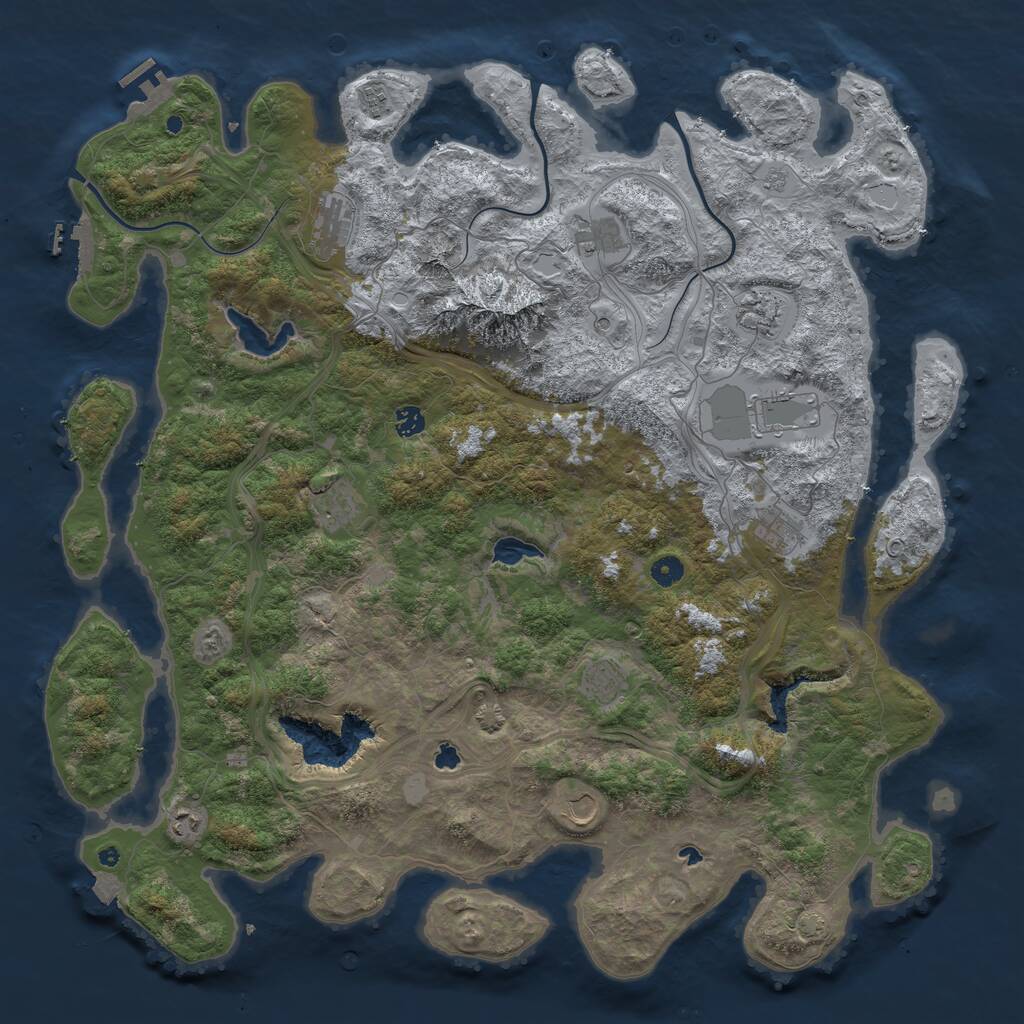 Rust Map: Procedural Map, Size: 5000, Seed: 84346, 17 Monuments