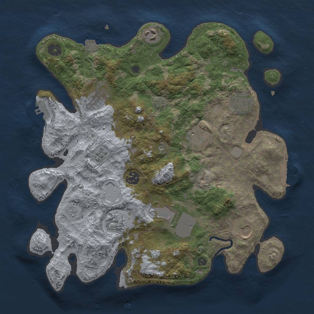 Rust Map: Procedural Map, Size: 3500, Seed: 1578400, 17 Monuments