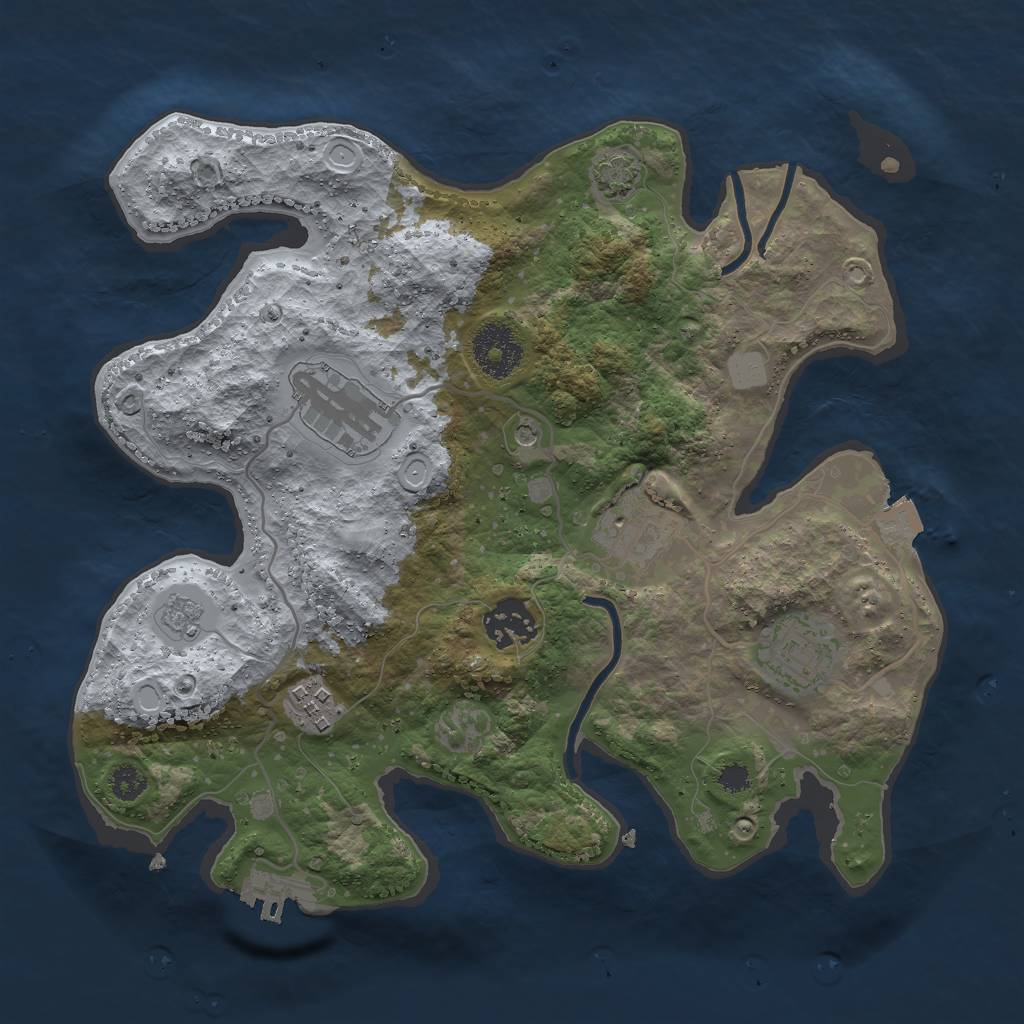 Rust Map: Procedural Map, Size: 3000, Seed: 145287189, 12 Monuments