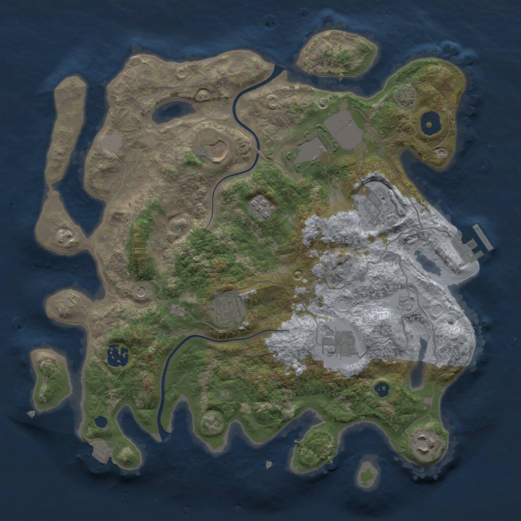 Rust Map: Procedural Map, Size: 3500, Seed: 1007184695, 13 Monuments