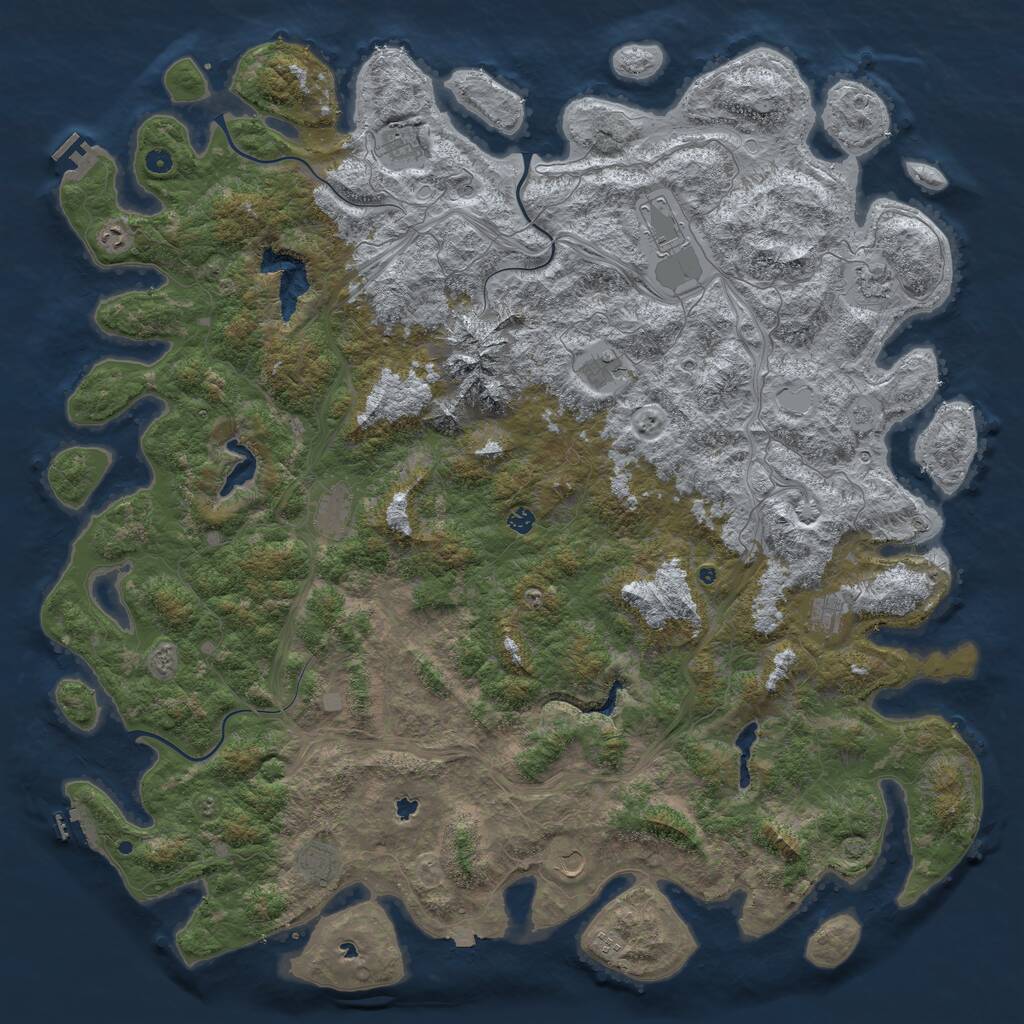 Rust Map: Procedural Map, Size: 6000, Seed: 367358543, 17 Monuments