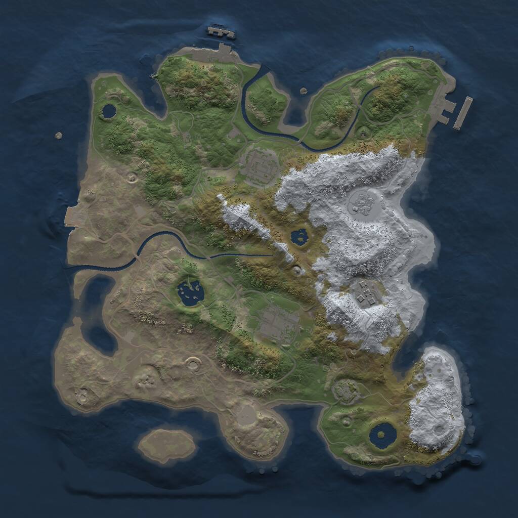 Rust Map: Procedural Map, Size: 3000, Seed: 13634, 9 Monuments