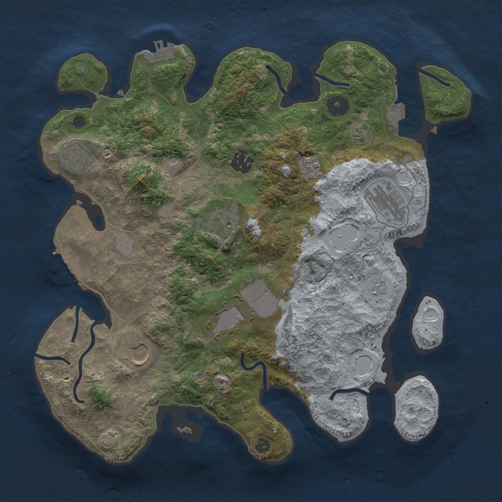 Rust Map: Procedural Map, Size: 3500, Seed: 465737, 15 Monuments